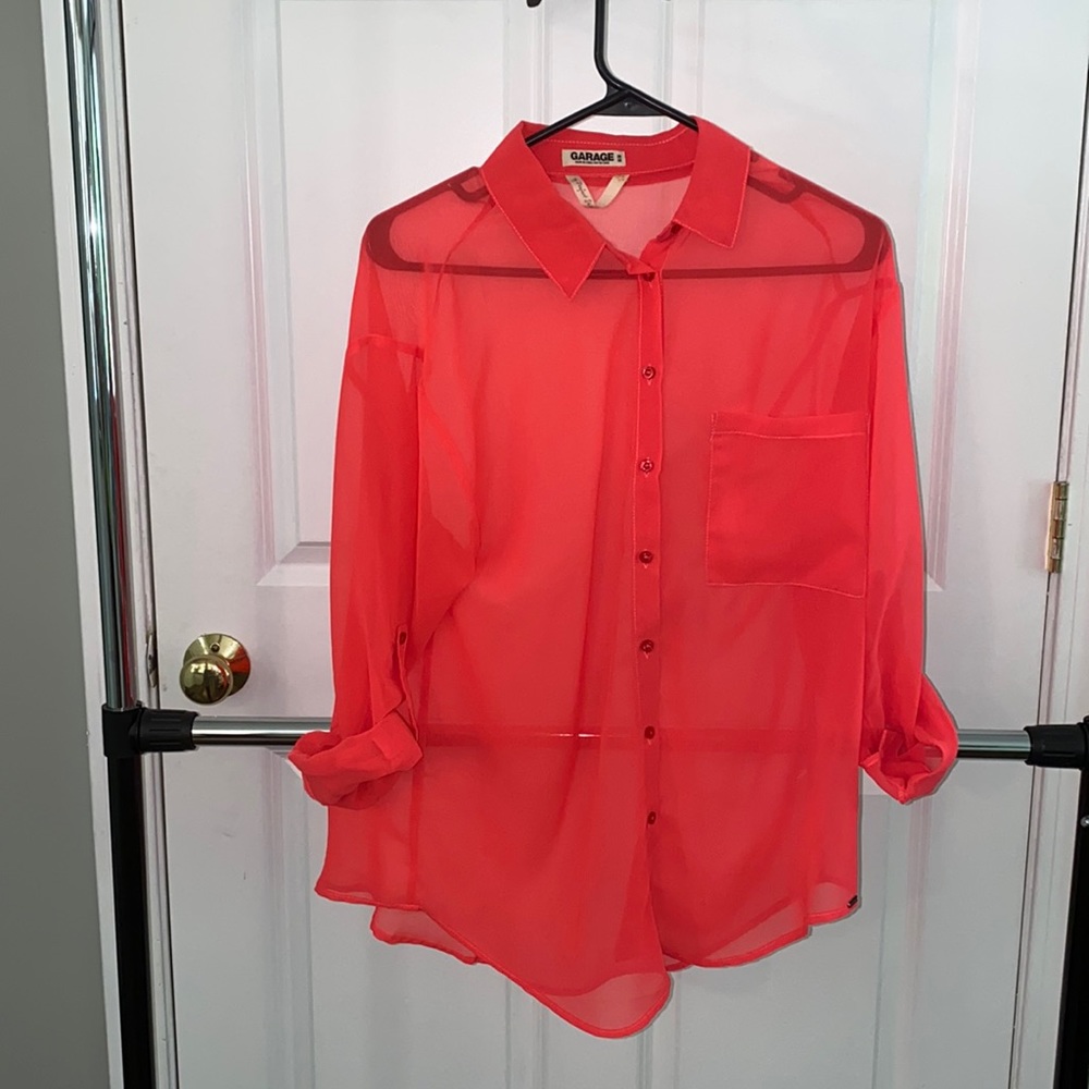 Coral long sleeve button up